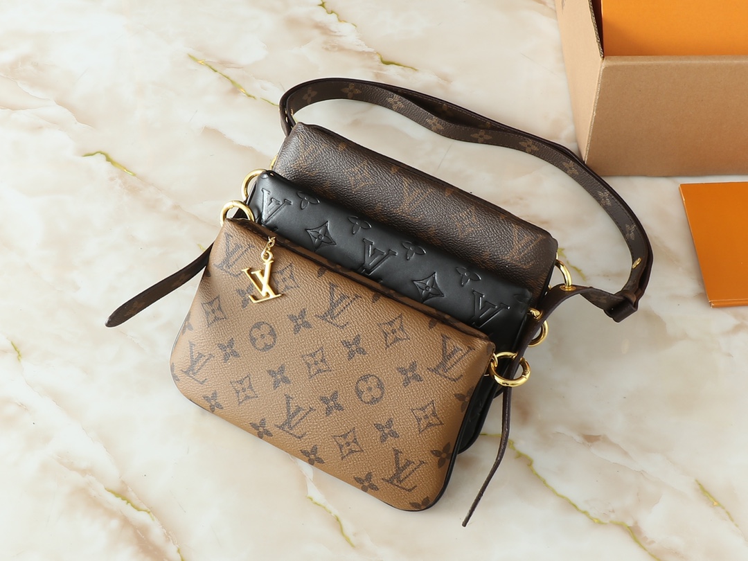 LV Classic Handbag Monogram Xph Model M12587 Magnetic Lock High End Fashion